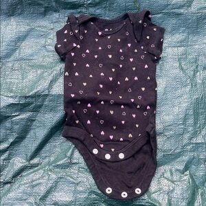 Heart Patterned Black Bodysuit